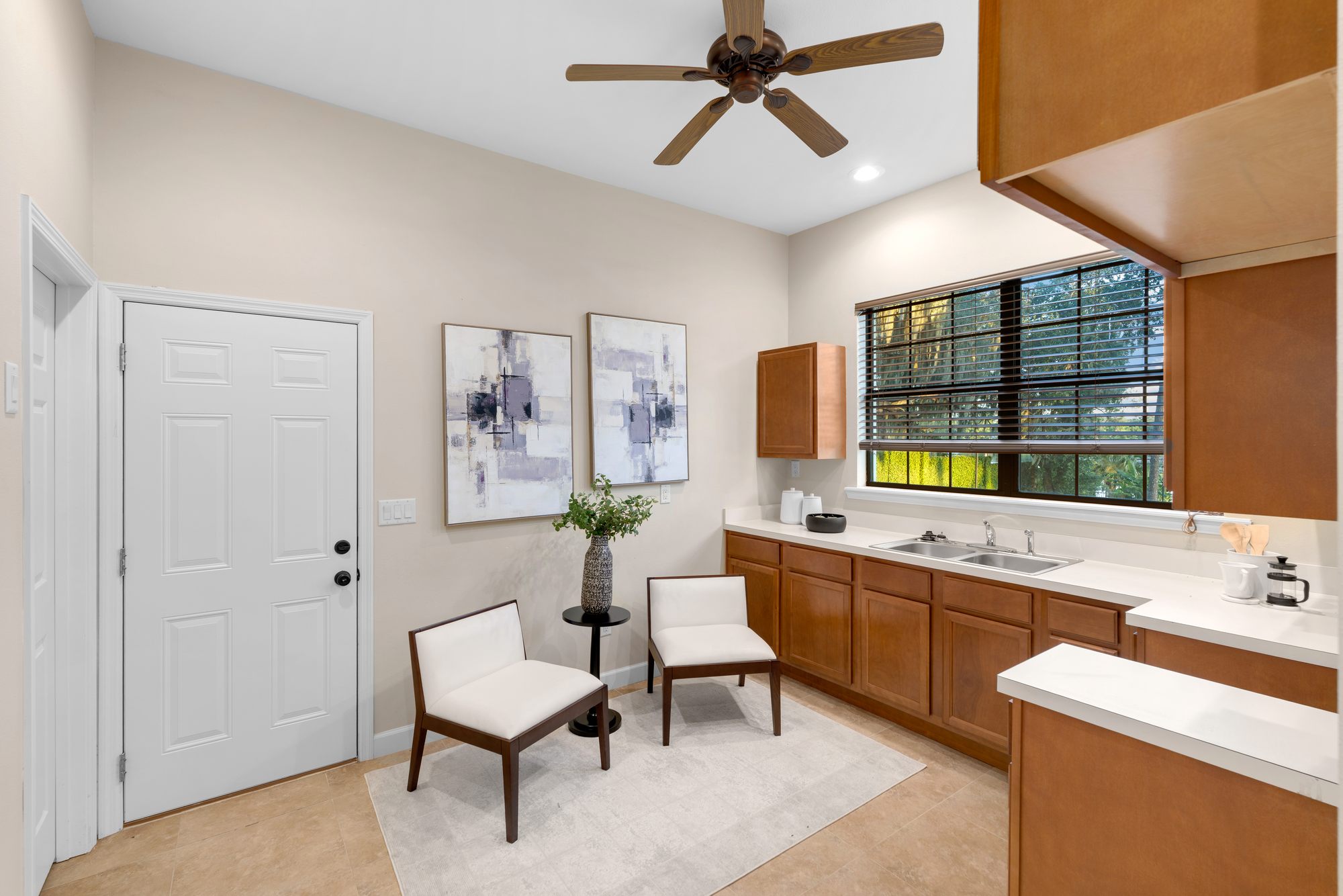 The garden apartment's private entry