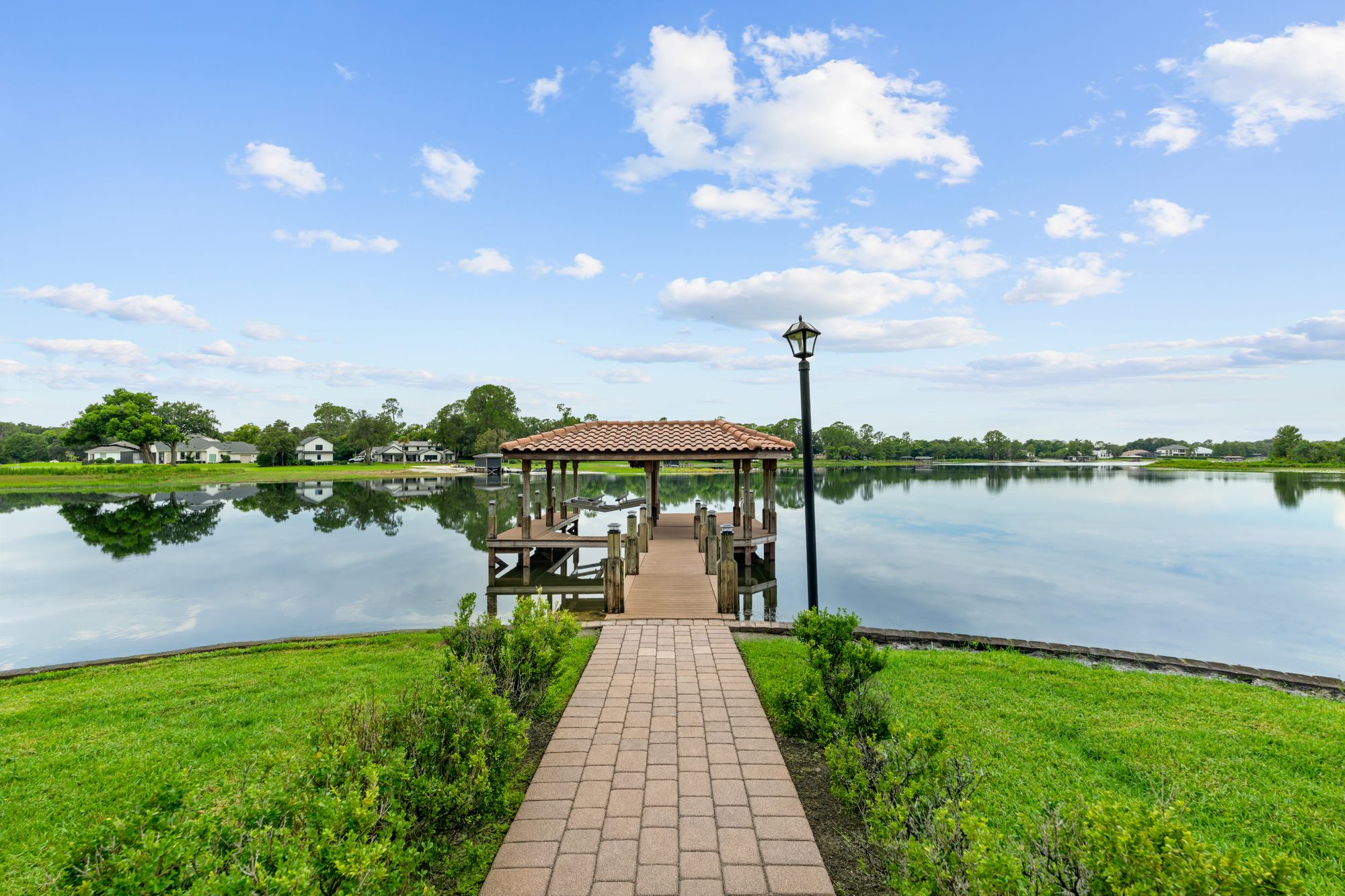 The private covered dock over Lake Mary
