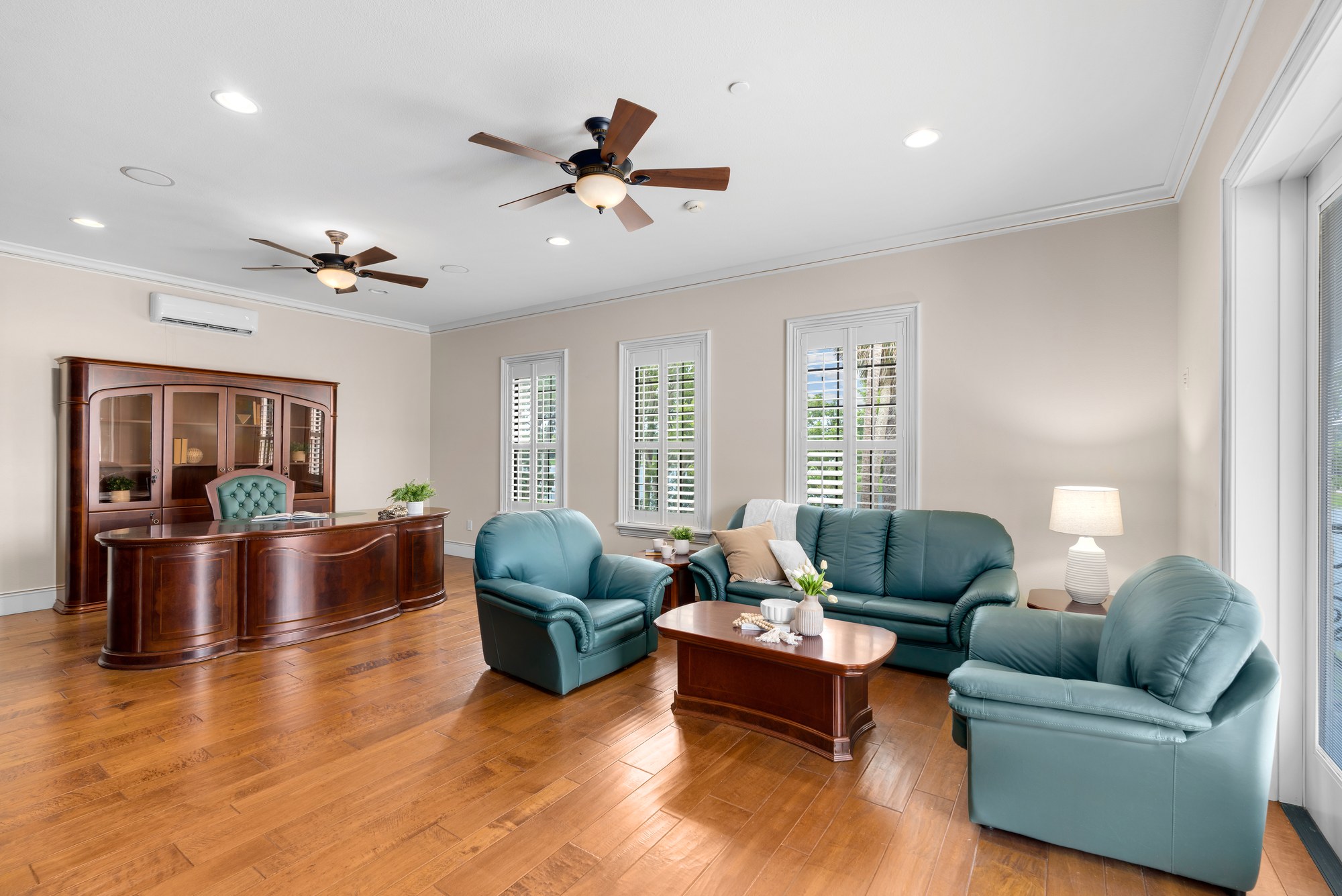 The home office and adjoining sitting area