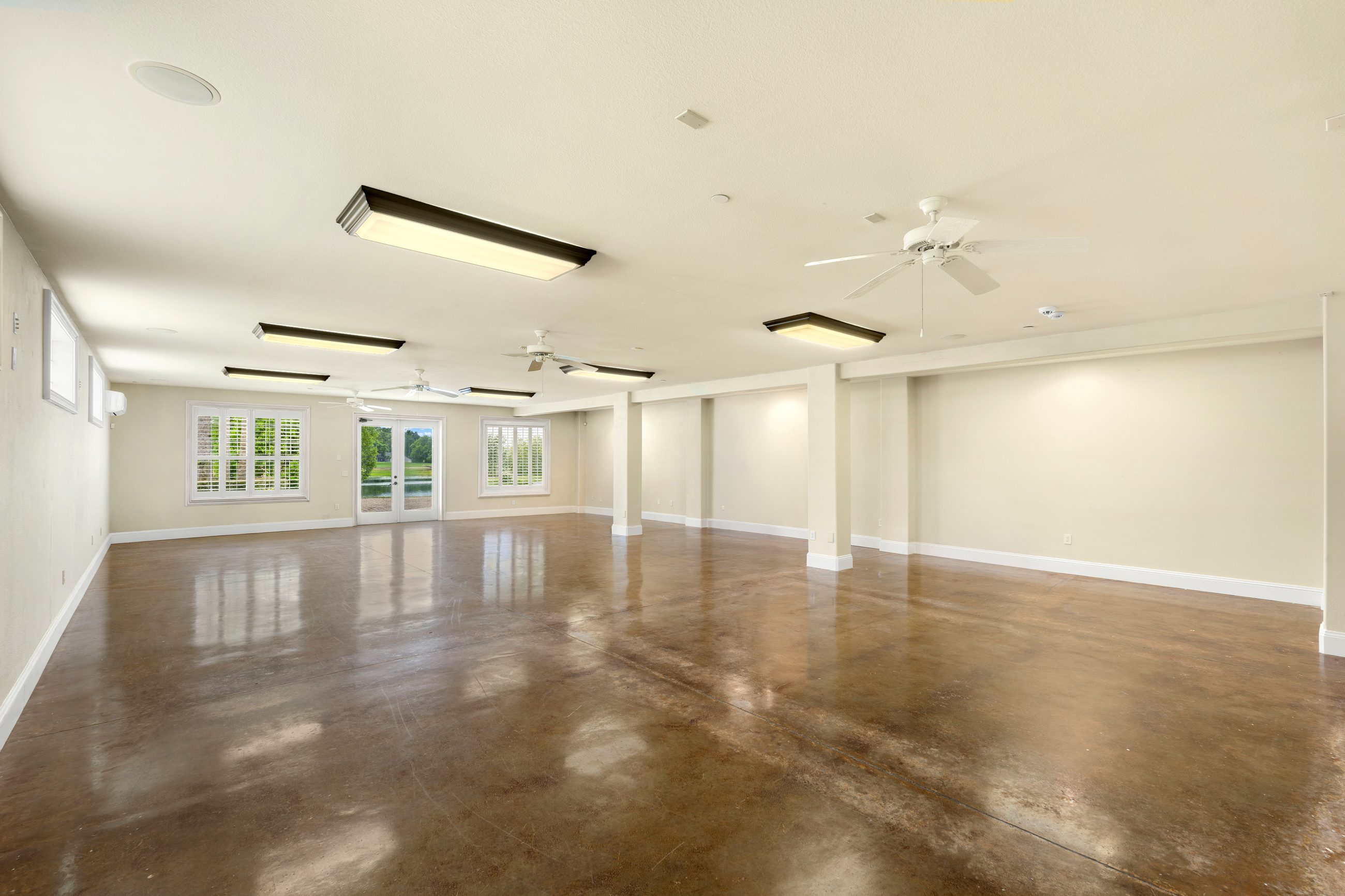 The expansive lower level of the Guest Residence and Executive Pavilion, ready for any use